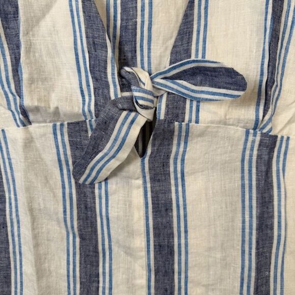 NEW! Birds of Paradis by Trovata Jodie Linen Tie Front Shirt Stripe Size Small - Picture 2 of 9
